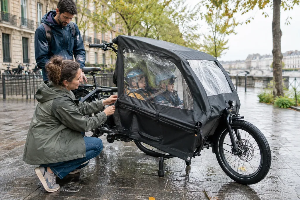 Comment choisir et installer une protection pluie sur un vélo cargo ?